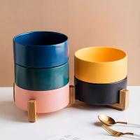 2 Piezas Cuenco de Ceramica Comedero y Bebedero para Perros y Gatos elevados Cuencos para Mascotas ceramica Pequeño y Grande Color Aleatorio Cuenco Elegante con Soporte Bambu Cuenco de Comida o Cuenco de Agua para Perros Pequeños y Medianos - details 8