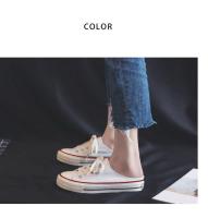 Zapatillas Planas De Lona Para Mujer Media Caña Con Cordones Moda Otoño Negro Blanco Suela Baja Punta Redonda Zapatos Casuales - details 13