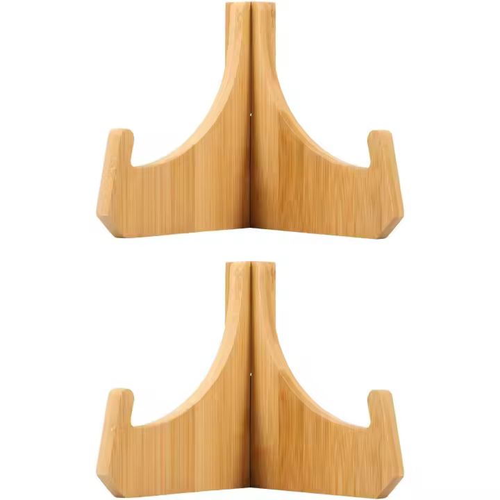 Soportes para platos para exhibición, soportes para platos de 6 pulgadas para exhibición, soporte para marcos de fotos de madera, soportes para fotos pequeños para mesa, caballetes decorativos para placas para exhibición, soporte para libros de cocin - 1