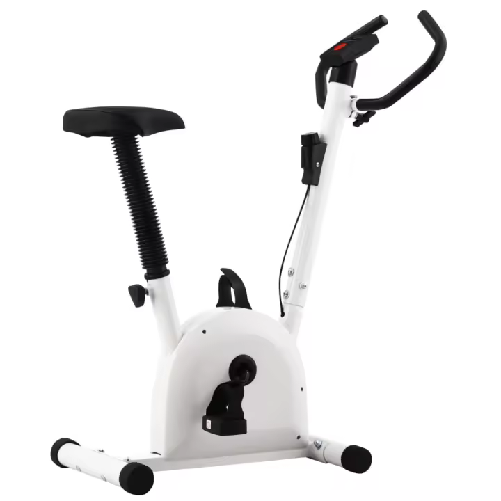 vidaXL Bicicleta estática con resistencia de cinta blanco - 1
