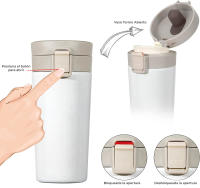 Vaso Termo Taza Café y Bebidas de Acero Inoxidable OPCIONES COLORES: BLANCO Y NEGRO | Capacidad 380 ml para bebidas calientes y frias | Alta duración 100% comprobada (Hasta 12 horas)  Color: Blanco Y Negro | 100% Hermético - Nexum+Market - details 4