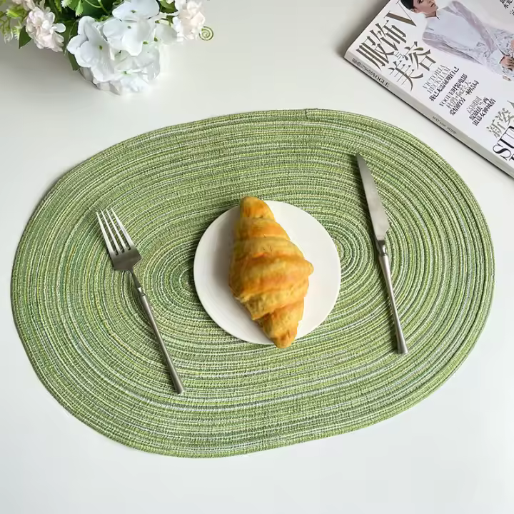 1/4/10pcs Tapetes De Comedor Oval Tejidos Resistentes Al Calor 35x50cm Tapetes Grandes Para Mesas American Style Ecológicos Vinilo - 1