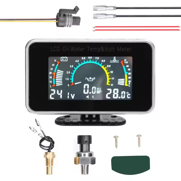 Medidor Digital De Automóvil 3-en-1 LCD Para Aceite Voltaje Temperatura Del Agua Universal Para Coche Camión SUV RV 9-36V - 1