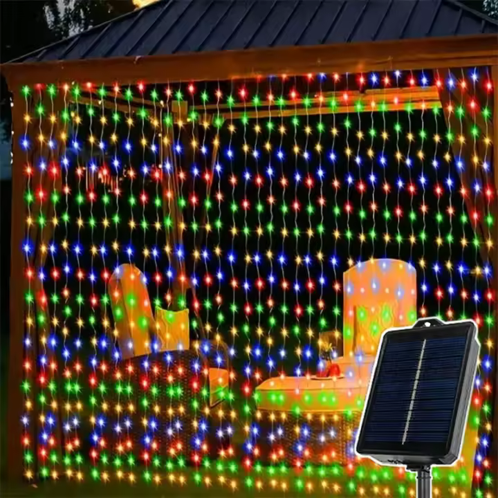1 Pc Luces Solares Para Cortinas 300/200/100 LEDs Impermeables Para Exteriores E Interiores Decoración De Navidad Y Año Nuevo - 1