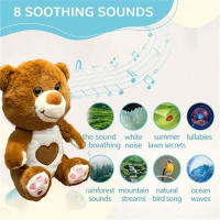 Muñeco De Peluche Para Bebés Oso De Respiración Soothing Otter Con Música Y Luz Compañero De Sueño Para Niños Edad Recomendada 3-6 Años Material Poliéster Relleno De Algodón PP - details 4