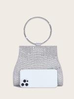 Bolso de banquete brillante hecho a mano con diamantes, bolso de boda, bolso de hombro con cadena plateada para mujer - details 2