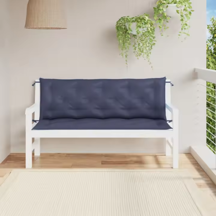 vidaXL Cojines banco jardín 2 uds tela Oxford azul marino 150x50x7 cm - 1