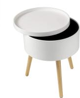 STARLEY-Mesita de Noche Mesitas de café Mesa de Centro Mesa Auxiliar con Compartimento de Almacenamiento, Patas de Madera MDF 38x38x48,5cm Blanco - details 5