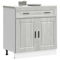 vidaXL Mueble bajo de cocina porto alto brillo en color Blanco brillante/Roble Sonoma/Blanco y más | almacenamiento funcional diseño moderno para baño dormitorio sala - details 4
