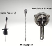 ACCOUTREMENT - Juego de cóctel – Coctelera – Kit de camarero profesional de 10 piezas con coctelera, colador, mezclador, jigger, cuchara, soporte de bambú, vertedores – Boston Shaker Set de acero - details 2