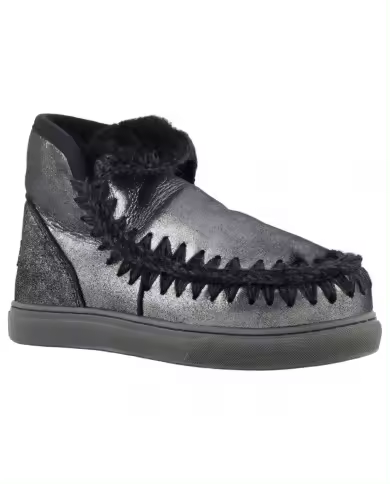 Mou esquimal botines de mujer Micro Glitter cuero negro zapatilla de deporte - 1