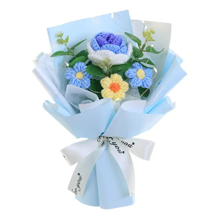 Ramo de Flores de anclaje, Branch de Rosas textil a mano, Centro de Mesa, Adorno versáthil, Flores de DOT, Branch de Flores Artificiales para giunto del Hogar, Azul - 1