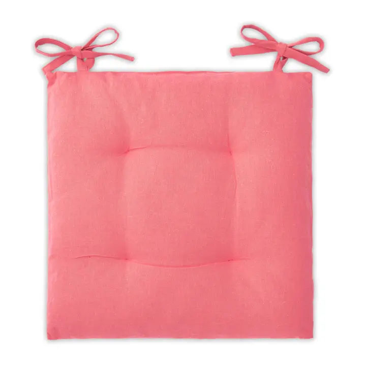 Set de 2 Cojines para Sillas Decorativos de Asiento 40x40x5cm con Cintas de Sujeción, Algodón, Fabricado en España - 1