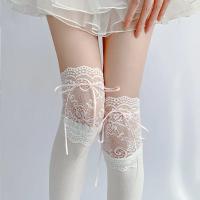 Medias Largas De Veludo Con Encaje Blanco Y Cinta Para Mujer Estilo Lolita Calf Socks Lindas Y Dulces Medias De Pierna Media - details 6