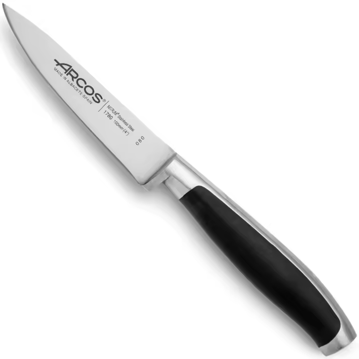 ARCOS Kyoto - Cuchillo Mondador (100 mm) - Hoja de Acero Inoxidable Forjado Nitrum® - Mango Negro de Polioximetileno (POM) - Estuche - 1