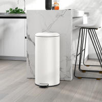 HOMCOM Cubo de Basura para Cocina 30L Papelera de Cocina con Pedal Tapa de Cierre Suave y Cubo Extraíble para Dormitorio Oficina Estudio Salón Crema - details 1