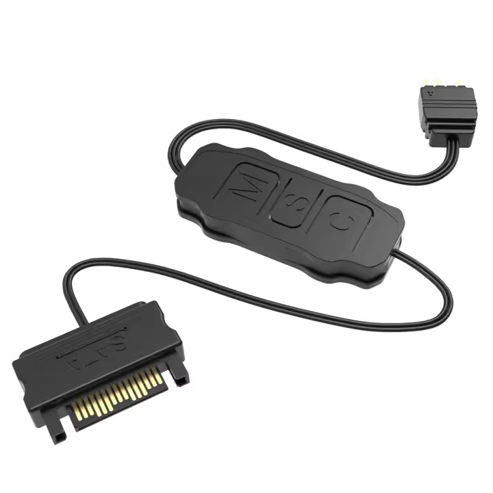 Cable De Extensión ARGB 5V 3PIN a SATA Para Controlador RGB Sync De Ventilador De PC Color Negro Material ABS Tamaño 46x22x9.5mm - 1