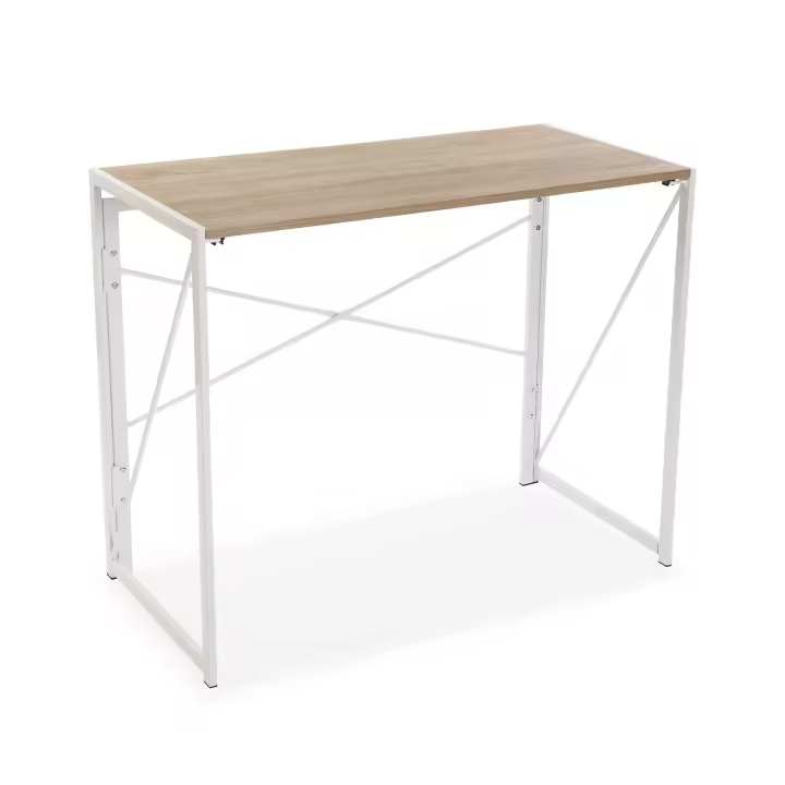 Versa Jack Mesa Escritorio para el Ordenador, Mesa para la Habitación o Estudio. Mesa Gaming, Plegable, Medidas (Al x L x An) 74 x 45 x 90 cm, Madera y Metal, Color Blanco - 1