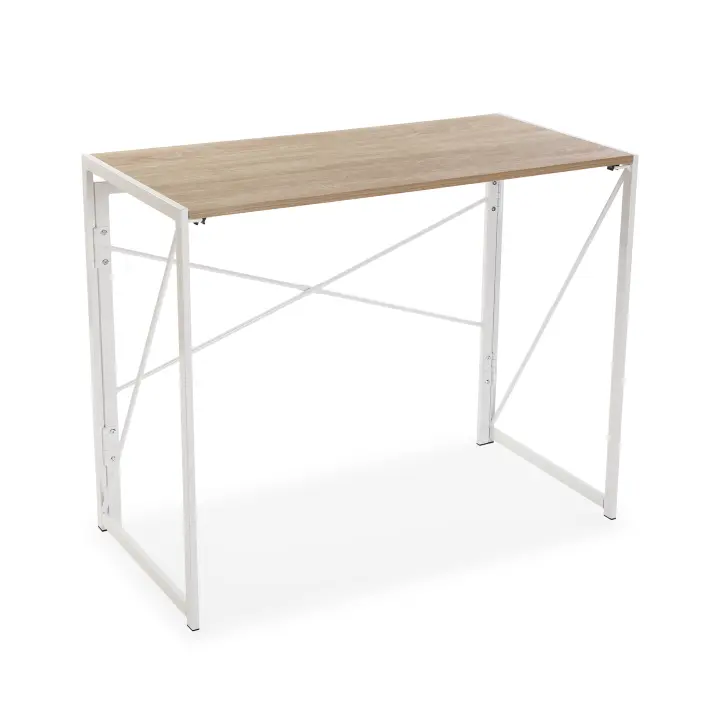 Versa Jack Mesa Escritorio para el Ordenador, Mesa para la Habitación o Estudio. Mesa Gaming, Plegable, Medidas (Al x L x An) 74 x 45 x 90 cm, Madera y Metal, Color Blanco - 1