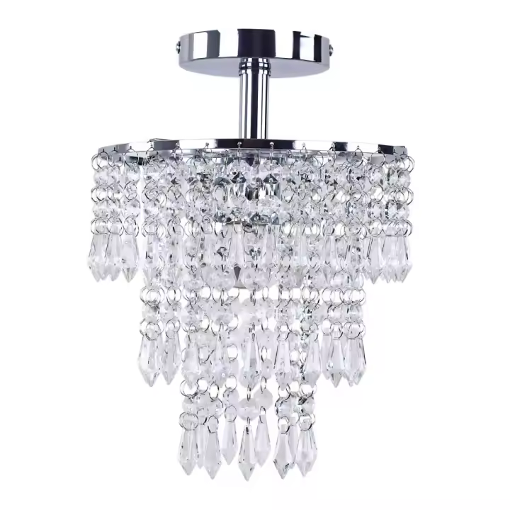 Lámpara De Techo De Cristal Con 3 Capas Y Diamantes Punzantes E27 Luces De Decoración Para Sala De Estar Y Dormitorio Fuente De Energía: Acción De Corriente - 1