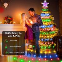 Luces De Cadena Solar Para Exterior 280 LED Estrella Faeir 9 Hileras 9.8ft Luces De Árbol Cascada 8 Modos Impermeables Para Decoración De Jardín - details 2