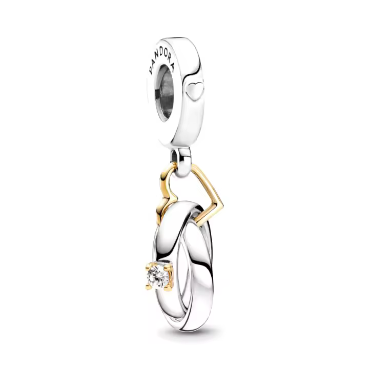 Pandora Charm de Colgante en Plata de Ley Anillos de boda de dos tonos colgantes 799319C01，Incluye Caja Original - 1
