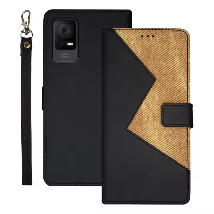 Para TCL 405 ranuraspara tarjetasstand case color Empalme magnético Cierres teléfono cubierta con Correa de muñeca - 1
