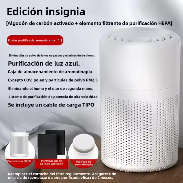 Purificador De Aire Para El Hogar Y El Coche Desodorante Y Desinfectante Con Iones Negativos HEPA Eliminador De Formaldehído Y Odor De Humo - 1