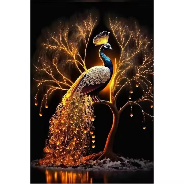 Pintura de diamante para punto de cruz, Dibujo de Diamante, Diamond Painting Kit Completo Animales, Pavo real 5D Diamond Painting Kits para Niños Niña Adultos, Decoración Hogar 30x40cm - 1