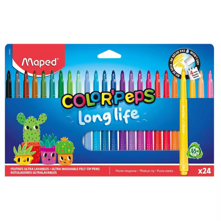 MAPED ROTULADOR MAPED LONG LIFE 24 COLORES SURTIDOS LONG LIFE 13x280x176 Cms. - 1