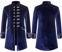 Chaqueta Steampunk Gótica Victoriana Vintage Rojo Tinto De Terciopelo Para Hombre Traje Medieval Uniforme Fiesta Halloween - details 5