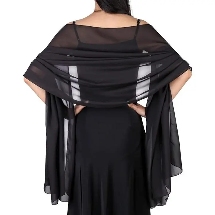 Ladiery Sheer Gasa elegant Chales y envolturas para las mujeres, Largo Boda Vestidos de Fiesta Novia - 1