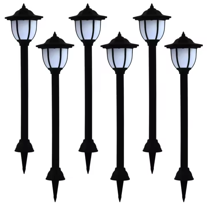 vidaXL Lámparas solares de exterior negras LED 6 uds - 1