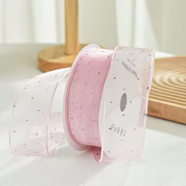 Cinta De Organza Con Puntos Plateados De 4CM Para Embalaje De Regalos Decoración De Boda Navidad Y Fiesta DIY - 1