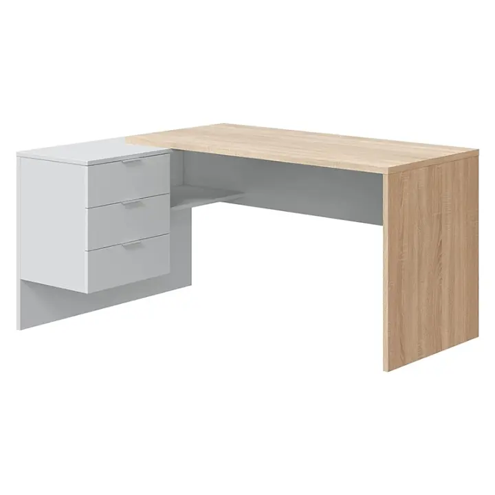 CAMA EXPRESS Mesa despacho reversible con cajonera en color roble canadian y blanco artik - 1