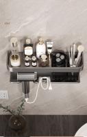 Estante De Pared Para Baño De Aluminio Aviación Organizador De Hogar Accesorios Y Suministros Para Secador De Pelo Soporte Cráneo Montado En La Pared - details 6
