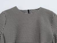 Vestido A-Line De Punto De León Slim Fit Para Mujer Estilo Hepburn Francés Con Cuello Redondo Y Mangas Cortas Moda Versátil De Cintura Alta - details 4