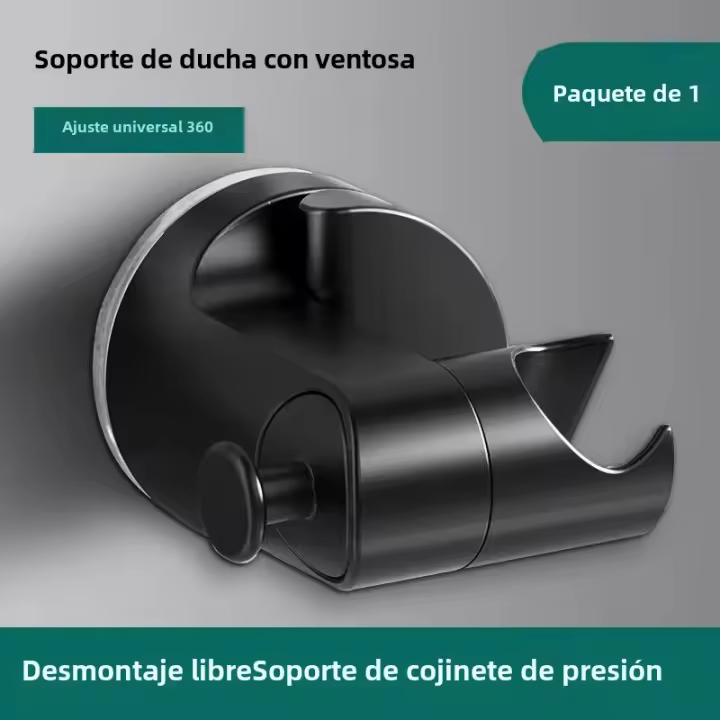 Soporte De Ducha Fácil De Instalar Sin Perforar Con Ventosa Ajustable Y Gancho Rotativo Material Duradero Plástico - 1