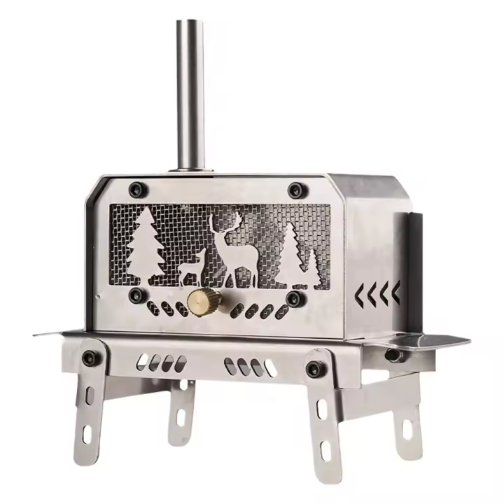 Estufa De Carbón Portátil Y Plegable Para Exteriores Acero Inoxidable Calentador De Fuego Desmontable Para Madera Decoración De Hogar Y Accesorios De Camping - 1