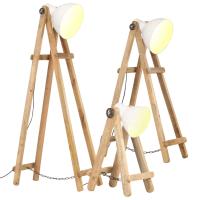 vidaXL Madera Maciza de Mango Lámpara de Pie 3 Piezas E27 Iluminación Color Blanco,  Plateado, y mas - details 0