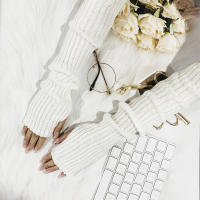 Guantes De Moda Para Mujer Con Mangas Largas Y Sin Dedos Tejidos En Punto Acolchados Para Otoño E Invierno Con Agujero Para El Pulgar PH356 - details 6