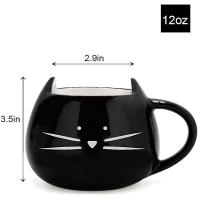 2-Pack lindo gato taza de café conjunto cerámica gatito té par tazas para amantes del gato 12 oz (blanco y negro) - details 3