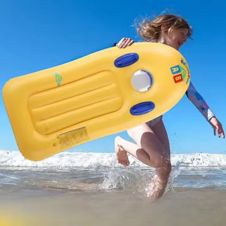 Tabla de bodyboard inflable para niños con asas, plegable, tabla de surf para niños, 112 x 51 cm, tabla de bodyboard portátil para playa, surf, piscina, natación, verano, deportes acuáticos - 1