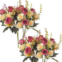 Bouquet De Rosas Artificiales Con Hojas De Eucalipto 12 Cabezas Rojo Para Decoración De Bodas Fiestas Y Hogar Imitación Realista De Flores Para Exterior Y Interior - details 9