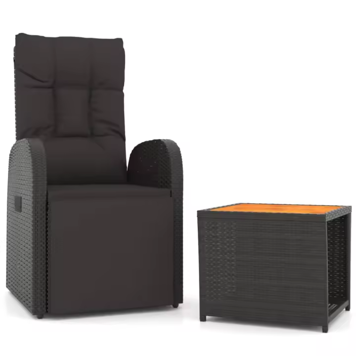 vidaXL Juego muebles jardín 2 pzas madera acacia ratán sintético negro - 1