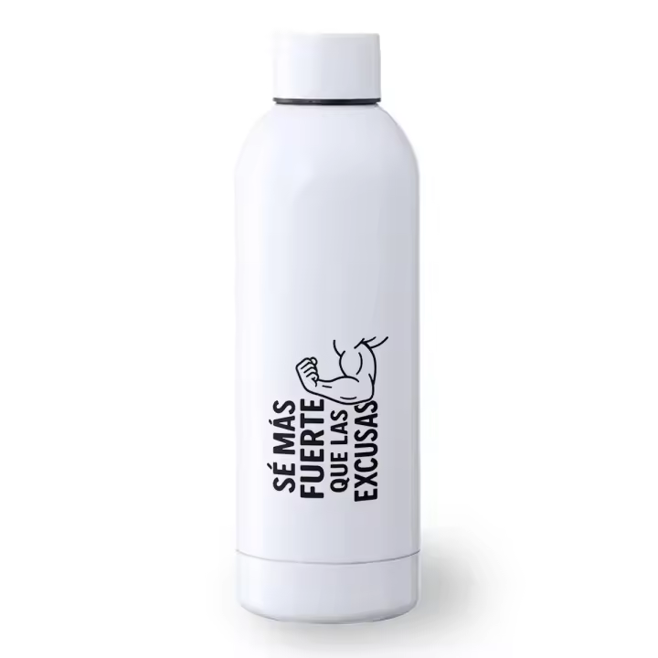 MERCHANDMANIA Bidón 500 ml acero inoxidable frase motivadora se más fuerte que las excusas deporte deportivo botella senderismo - 1