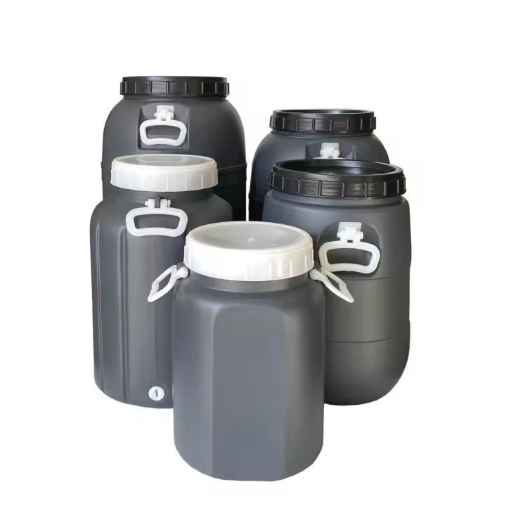 Bidón de plástico de boca ancha | Gris | Con Asas | SELECCIONE CAPACIDAD - 1