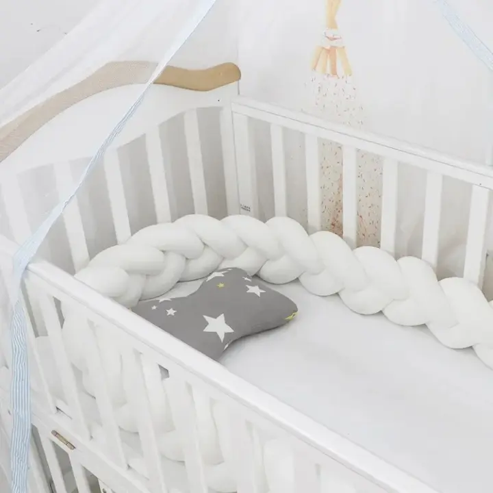 Protector De Cuna Para Bebé Con Nude Y Trencita Almohadilla De Cojín Anticolisión Decoración De Habitación Infantil 1M/2M/3M/4M - 1