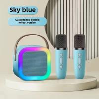 Mini karaoke portátil con altavoz bluetooth, 2 micrófonos inalámbricos y luces LED. 5 Efectos de voz. Perfecto para pasarlo bien en familia, disfrutando tanto niños como adultos. Lukkalia - Kids and Us / LKKMK - details 2