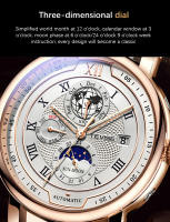 Reloj Mécanico Para Hombre TEVISE 2025 Resistantes Al Agua Con Fase Lunar Cuero De Lujo Automático De Marca Top Reloj De Pulsera - details 10